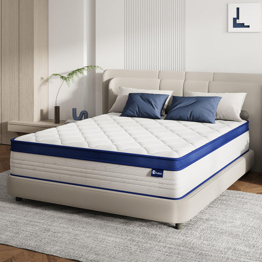 12 Inch King Size Hybrid Mattress in a Box, Comfort Foam & Pocket Coils for Pressure Relief & Motion Isolation